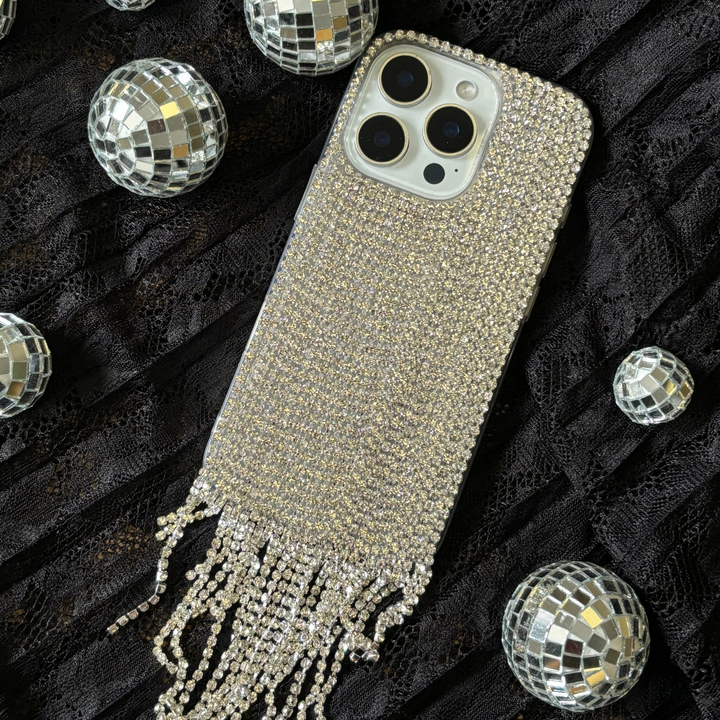 Diamante Tassel Phone Case - Silver