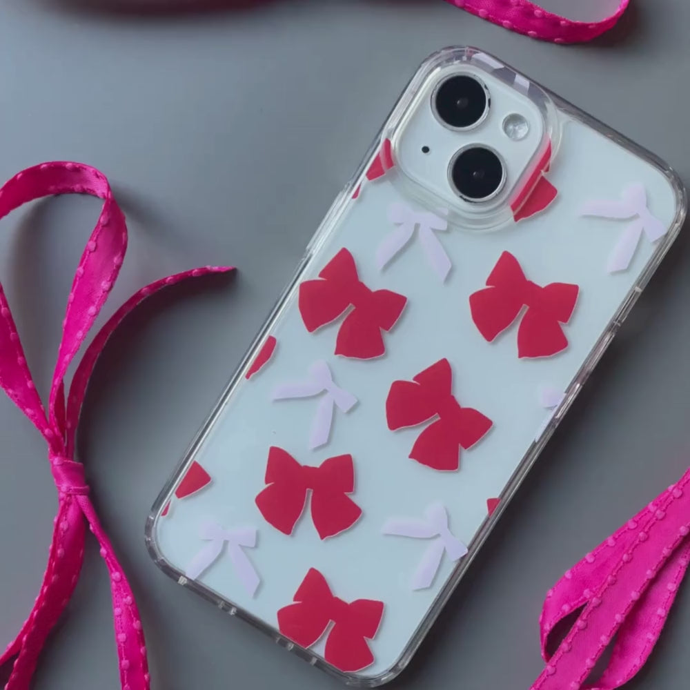 Clear Phone Case - Red & Pink Bows