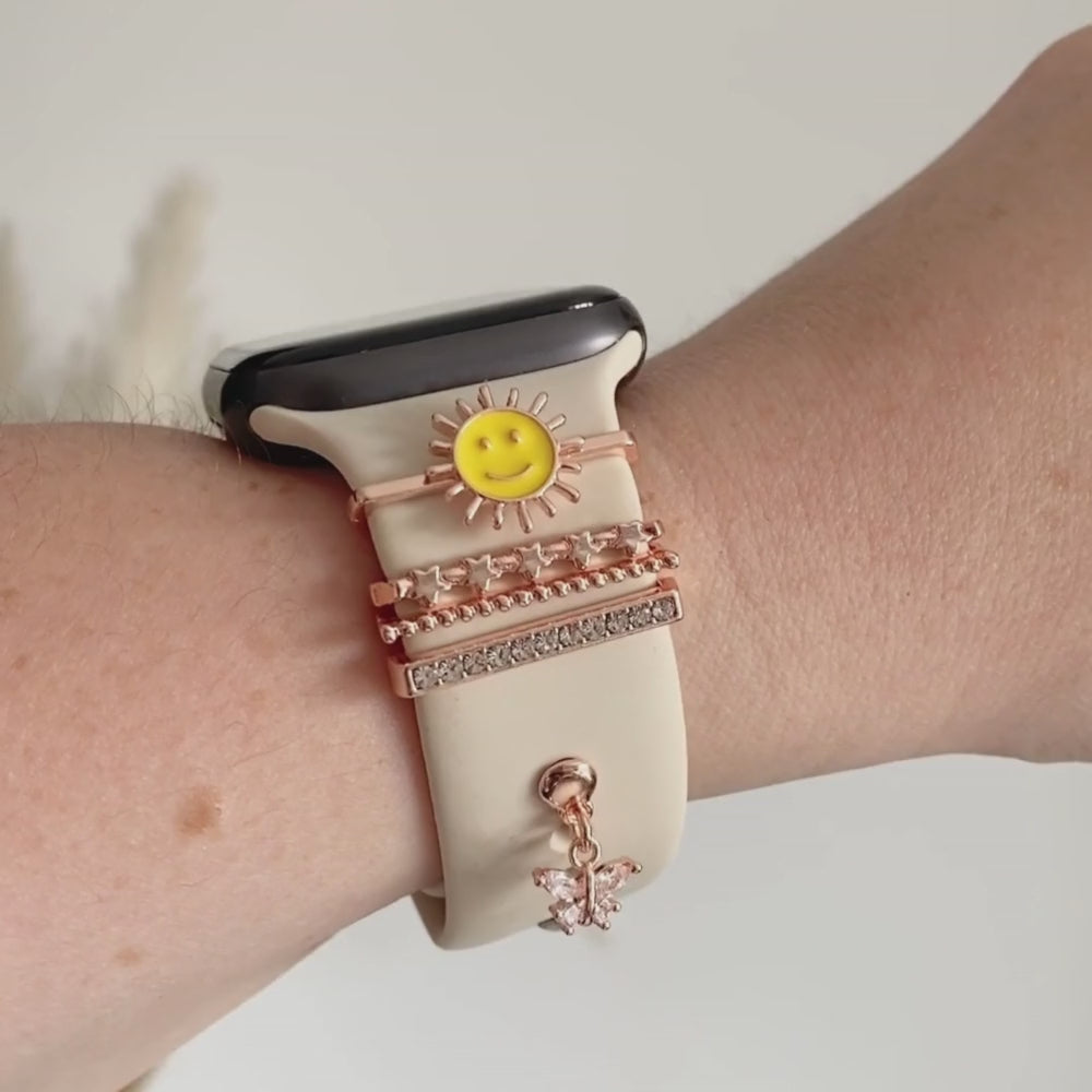 Watch Strap Charm Pack - Rose Gold Smiley Sun
