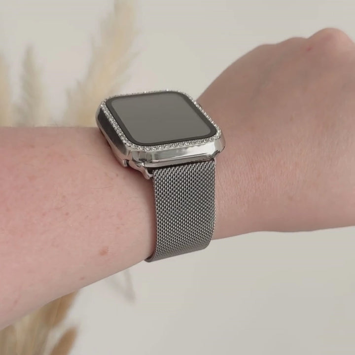 Ultimate Magnetic Chain Silver Diamante Apple Watch Strap Bundle