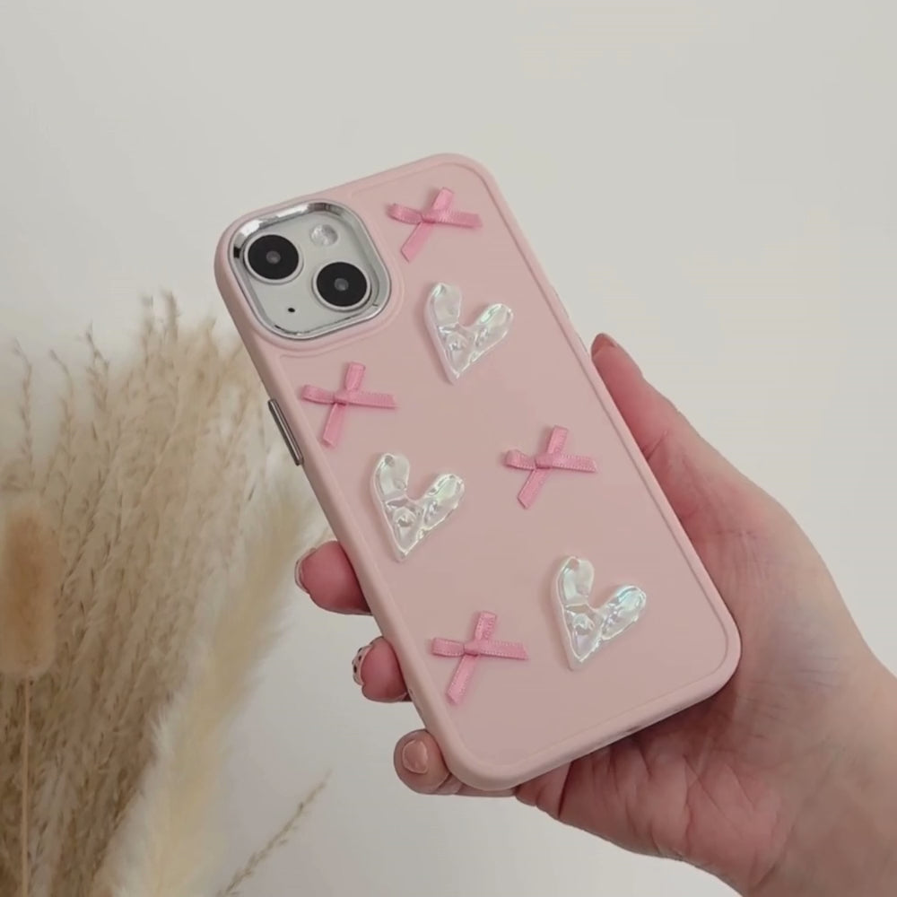 Pearly Hearts Phone Case - Pink