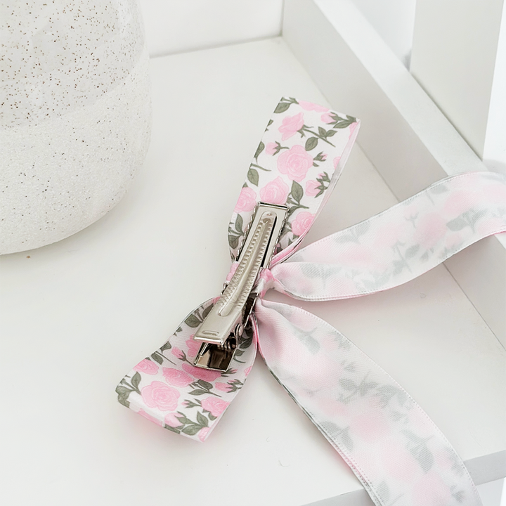 Ribbon Bow Clip - Buy Me Roses Baby Pink