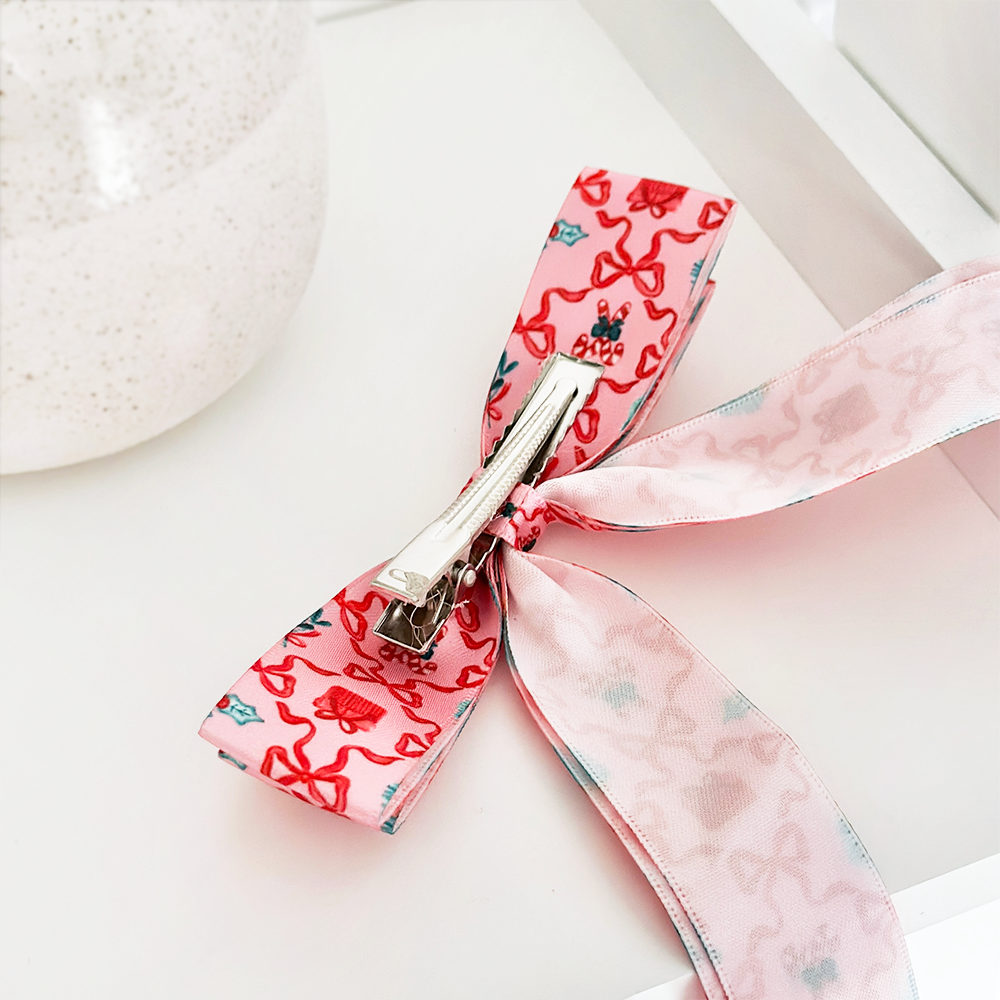 Ribbon Bow Clip - Christmas Kisses