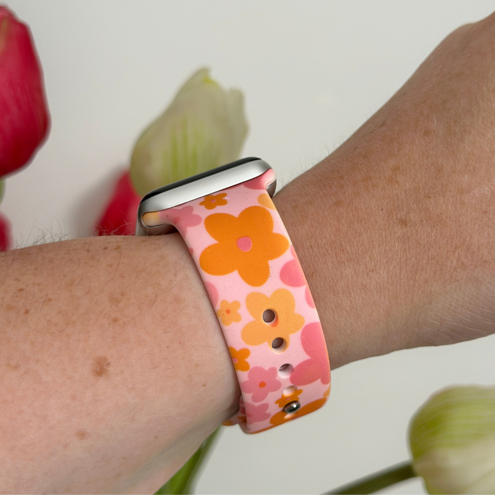 Pink & Orange Bloom Apple Watch Strap