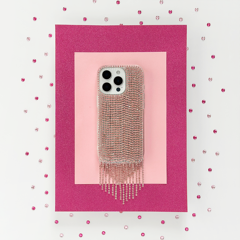 Diamante Tassel Phone Case - Pink