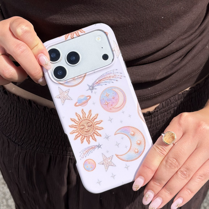 Close up of Tough Opal Celestial Phone Case