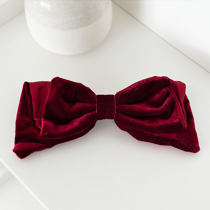 Burgundy Velvet Coquette Bow Clip