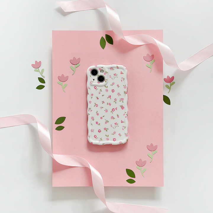 Wavy Phone Case - Pink Watercolour Flowers