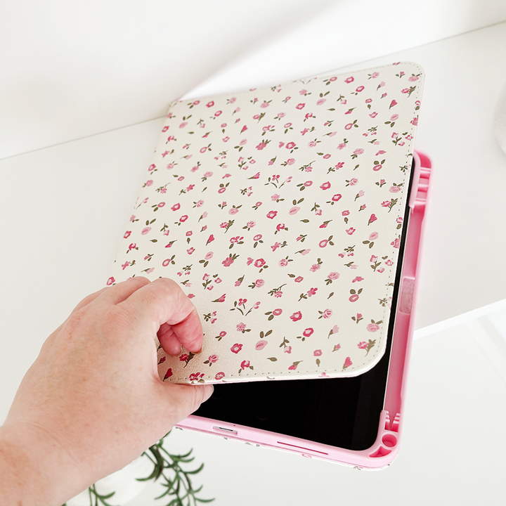 Pink Watercolour Flowers iPad Case