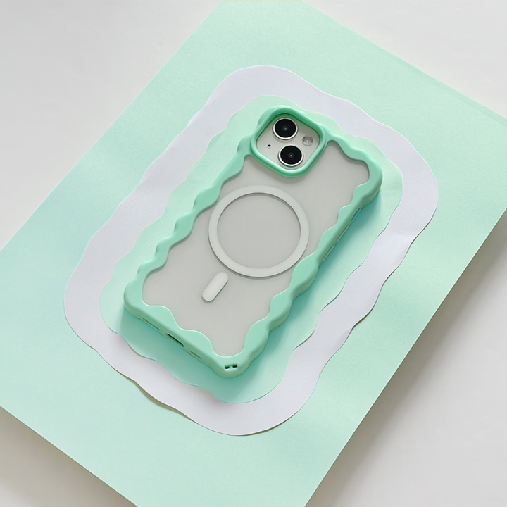 Wavy MAGSAFE® Clear Phone Case - Mint