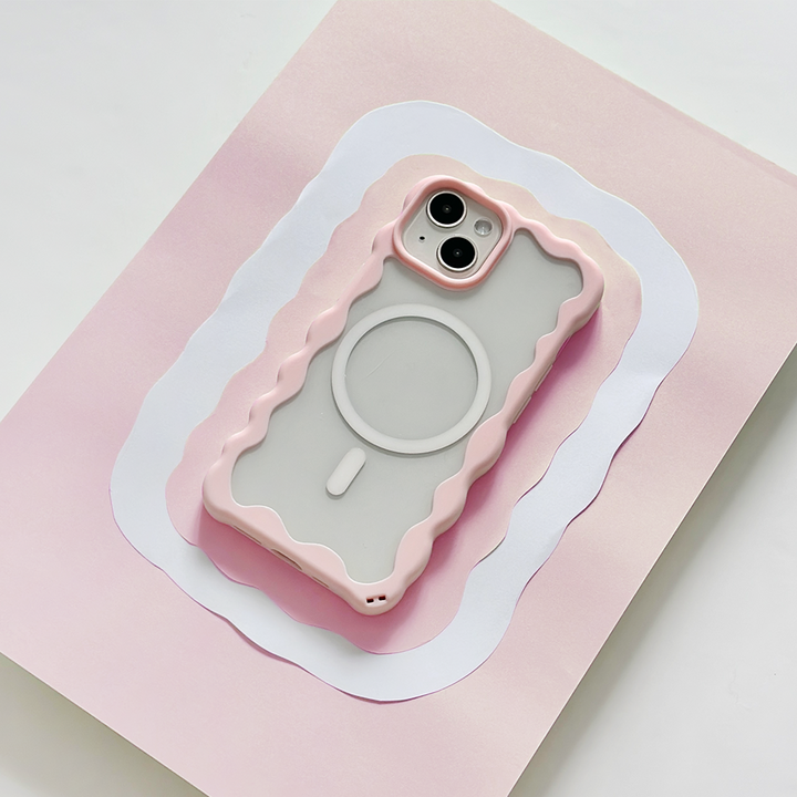 Wavy MAGSAFE® Clear Phone Case - Pink