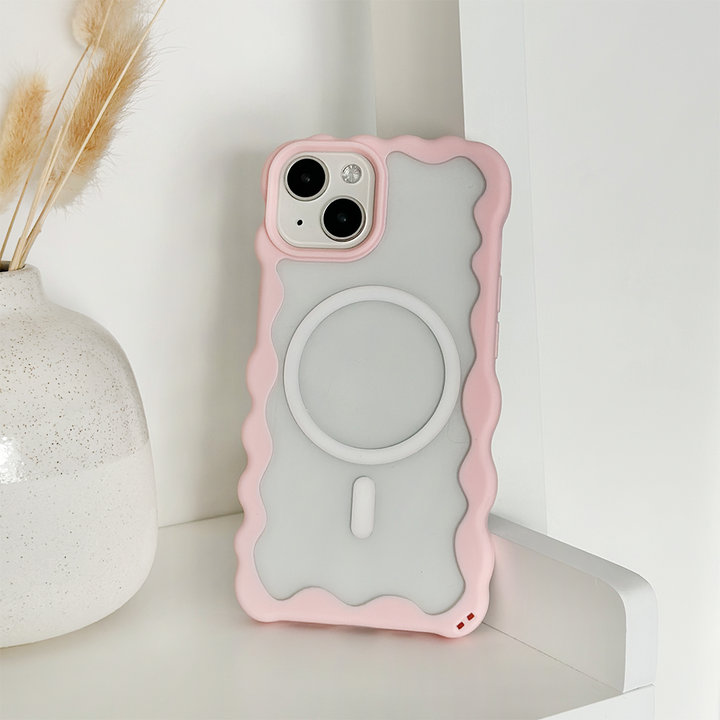 Wavy MAGSAFE® Clear Phone Case - Pink