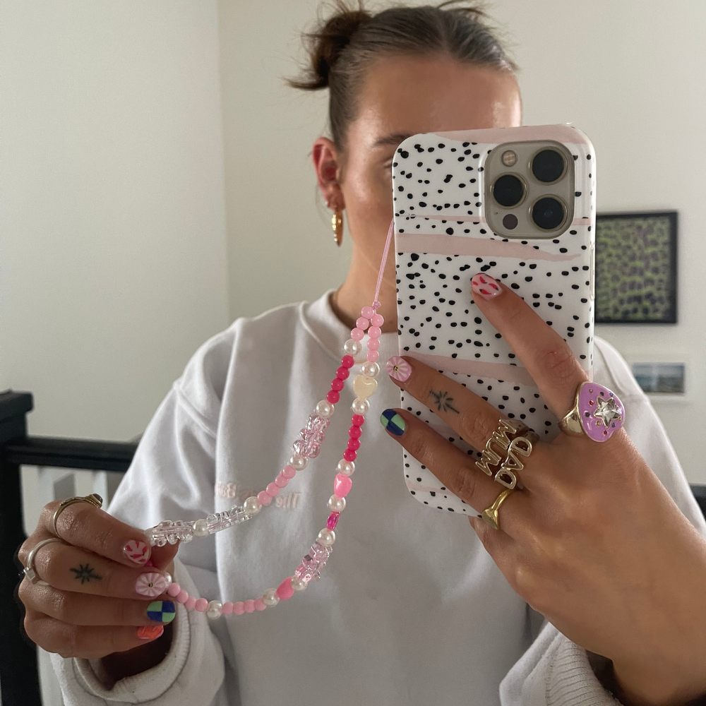 Beaded Phone Strap - Pink Vibes