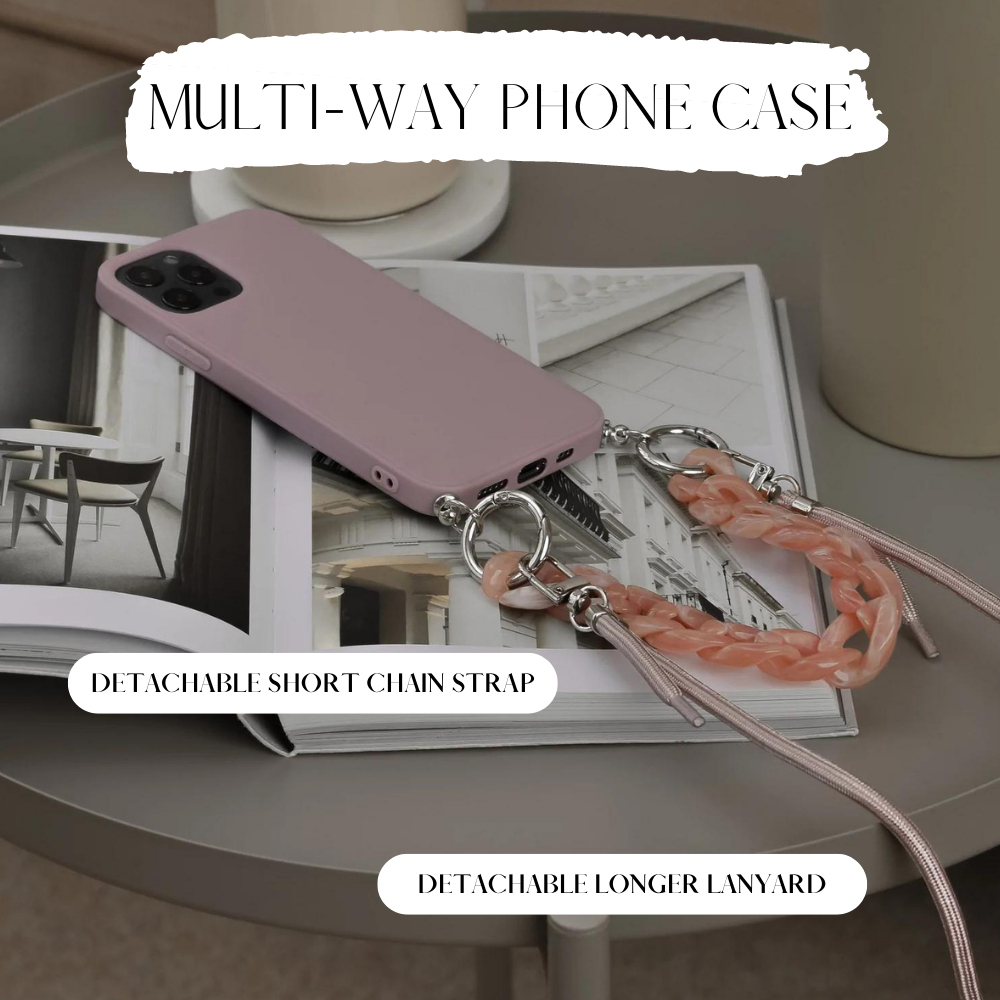 Lanyard & Chain Phone Case - Pink