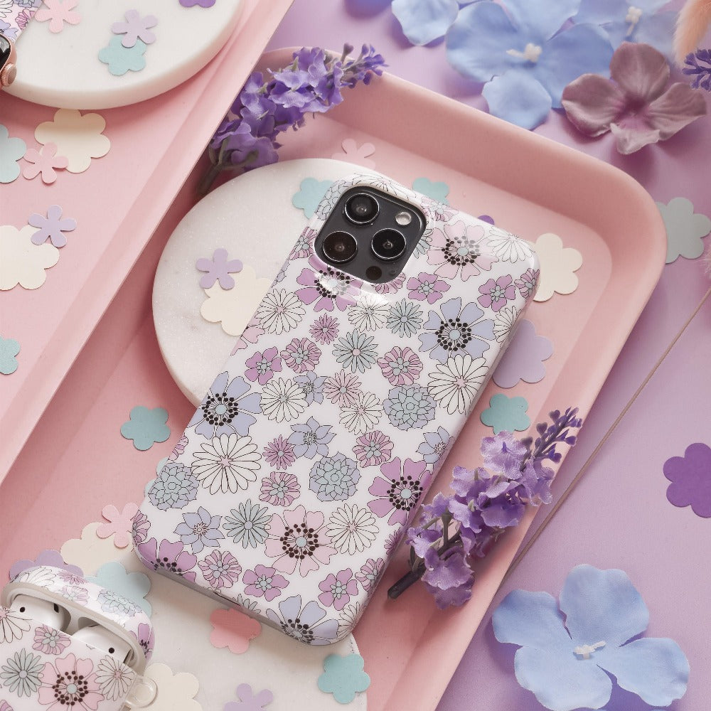 Purple iPhone Case With Charm Strap Chain Flower iPhone 13 