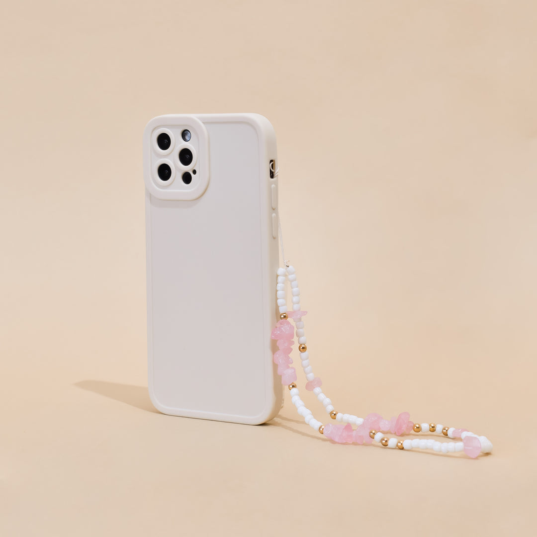 Beaded Phone Strap - Pink & White Magic