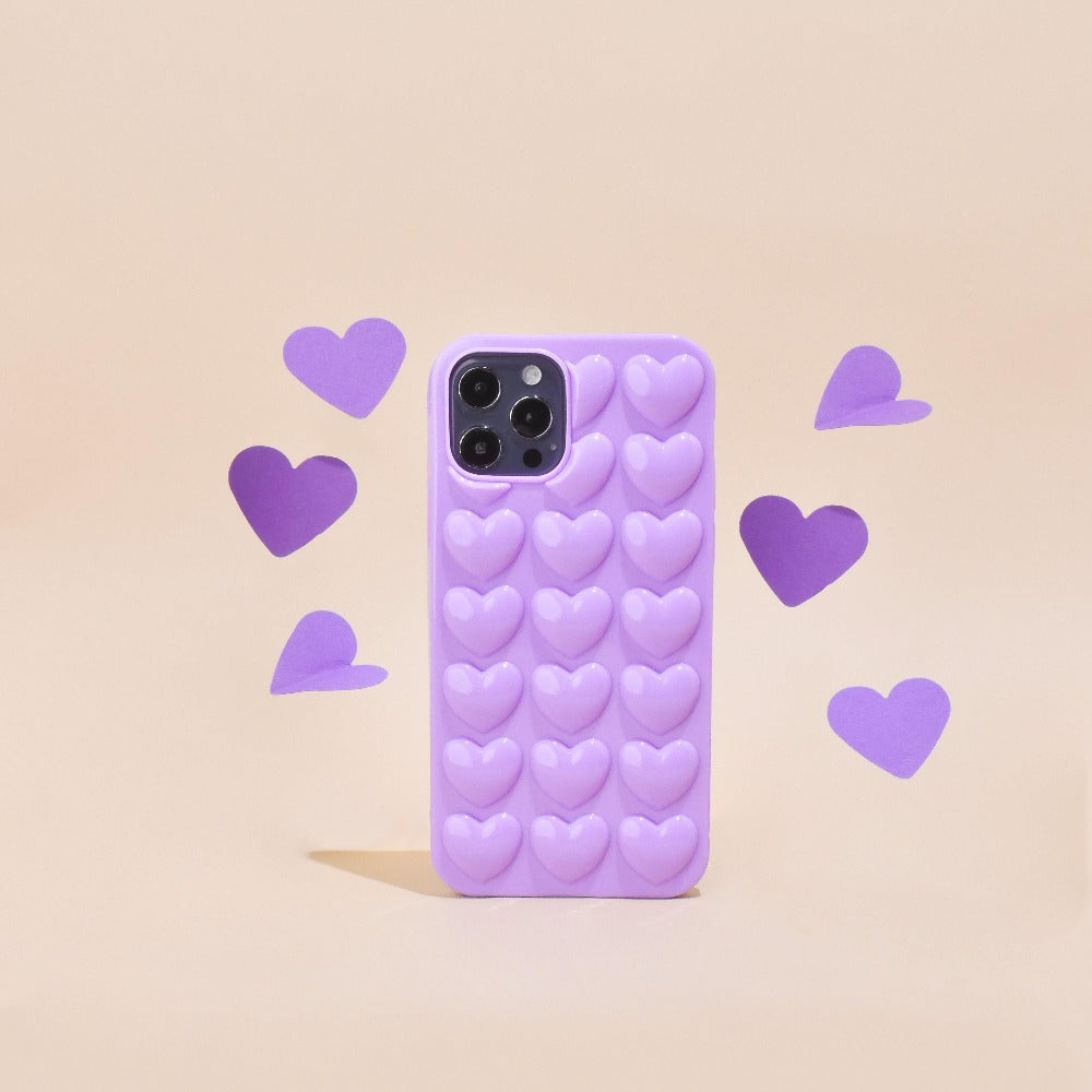 3D Hearts Phone Case Deep Lilac Coconut Lane