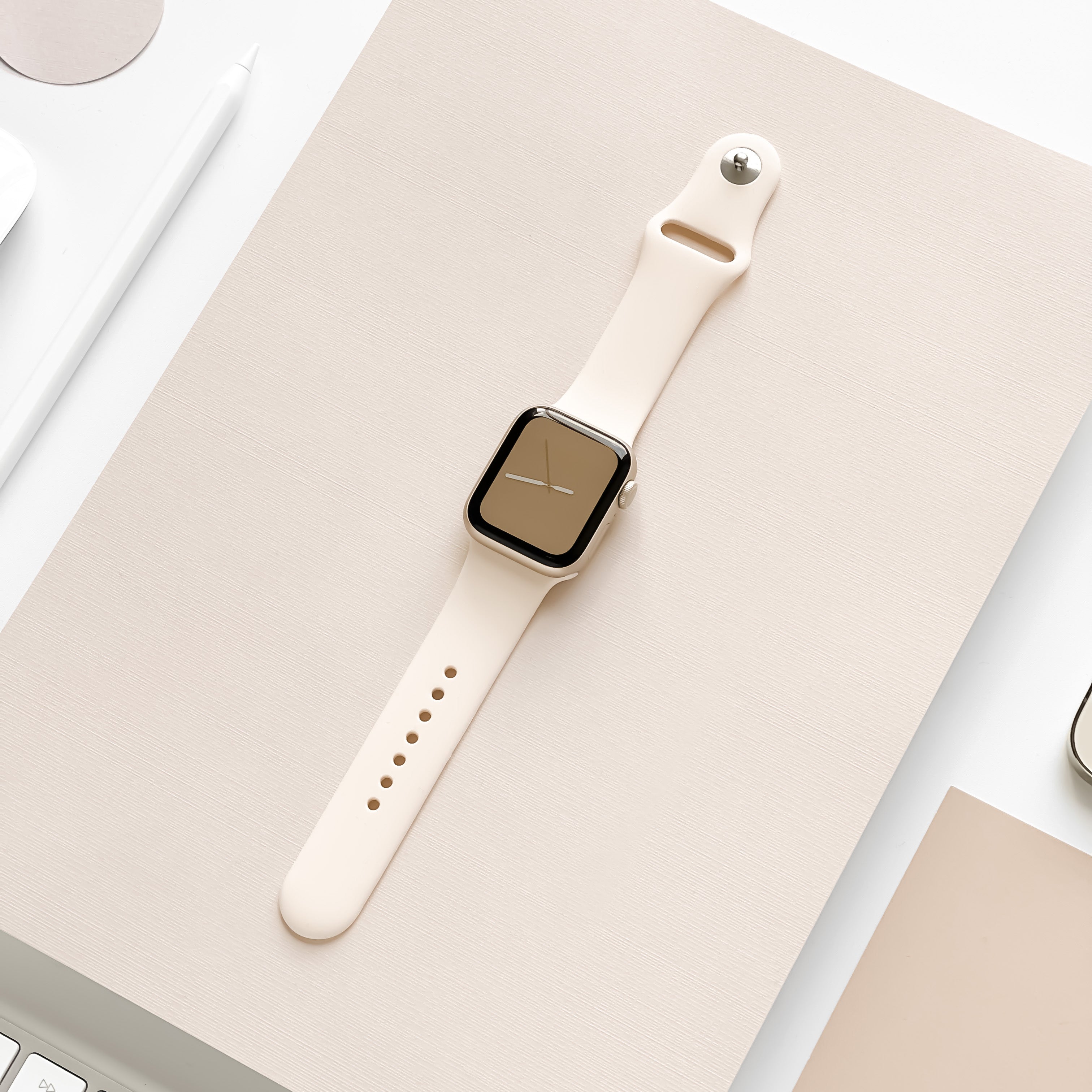 White apple online strap