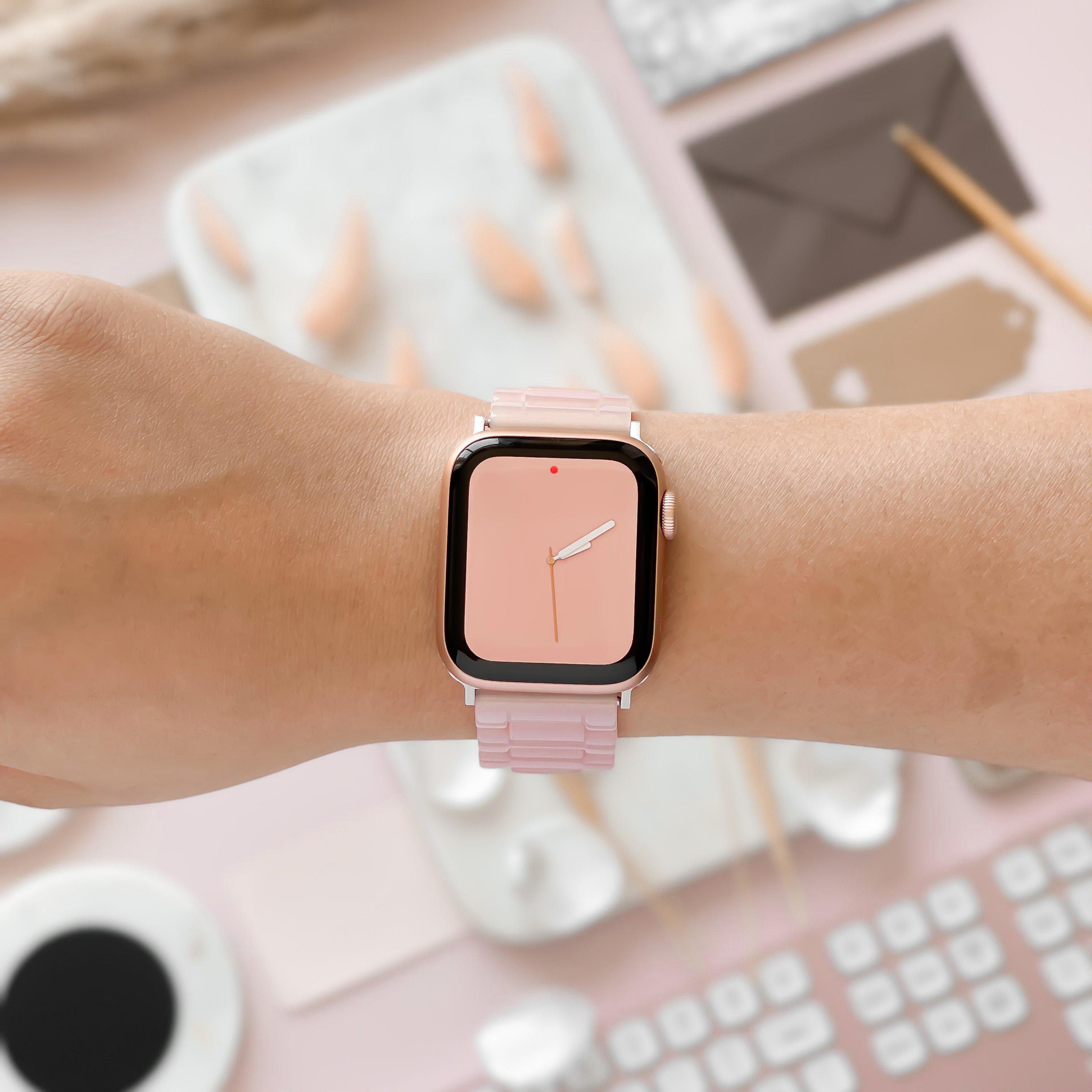 Pink leather apple outlet watch strap