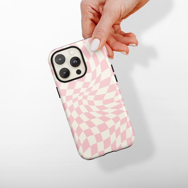 Tough Phone Case Pink Wavy Checkerboard Coconut Lane