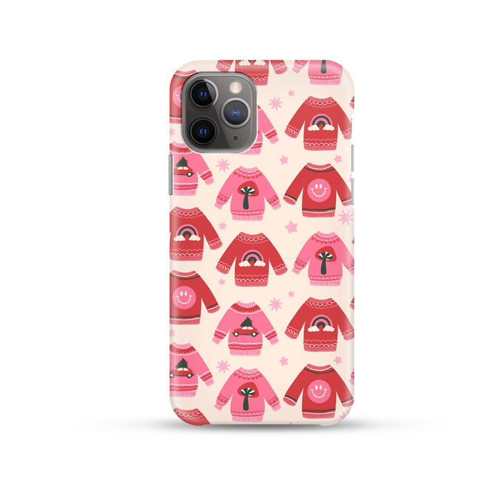 Phone Case with pink and red christmas jumper design