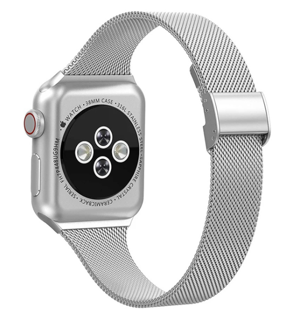 Silver mesh apple watch band discount